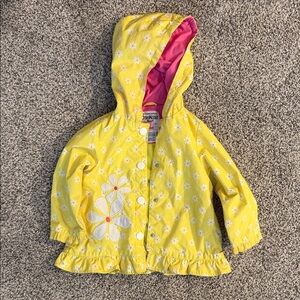 OshKosh B'gosh Yellow Floral Raincoat with Pink Lining